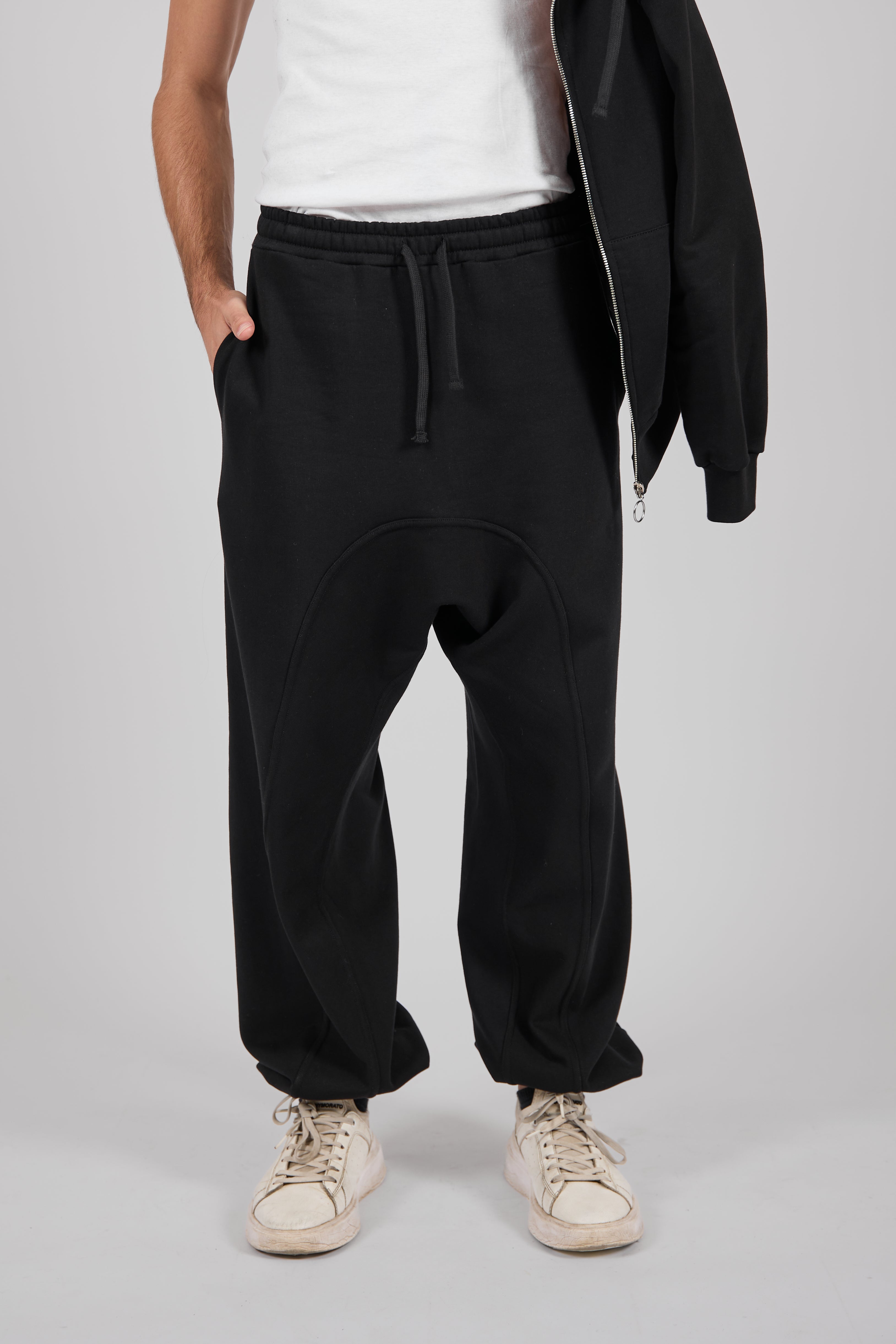 BLACKOUT DROP-CROTCH PANTS – Drop crotch trousers