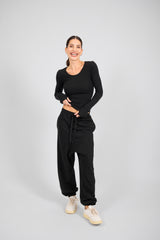 IN-BLACK DROP-CROTCH PANTS – Pantalone a cavallo basso